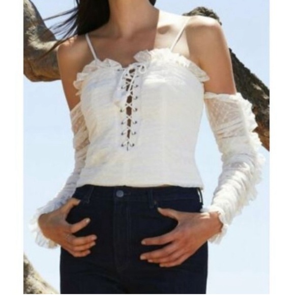 The Jetset Diaries Tops - The Jetset Diaries Gardenia Lace Up Top